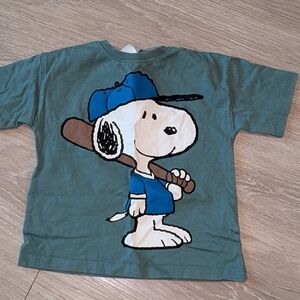 Zara Green Snoopy Baseball T-Shirt